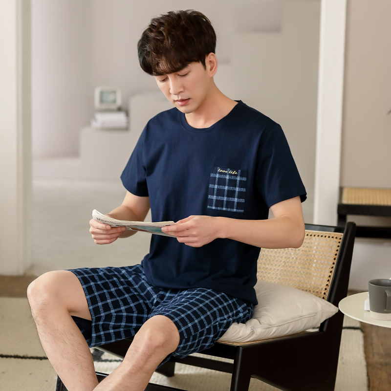 Short sleeve men summer cotton shorts casual sleeve outer wear loose sports student home suit