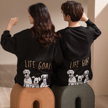 Spring Autumn Season Pure Cotton Lovers Sleepwear Women Long Sleeves Cartoon Loose can be worn out of Korean version Mens home Costume Cute New