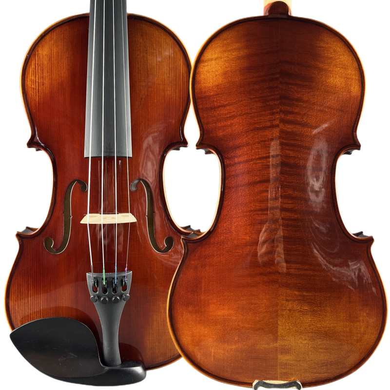 Yiming Musical Instruments Natural Tiger Pattern Glossy Pattern Violin Semi-Hand Brushed Alcohol Paint for Grading, Suitable for Adults and Children