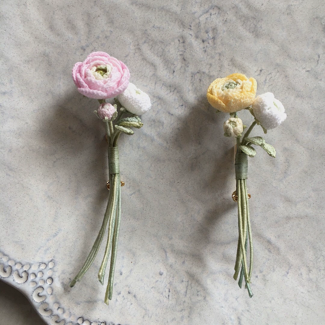 Vi kim móc hoa trâm nữ Zhonghua Nai giống đoạn 80 ren móc trang sức corsage Sen series handmade DIY - Trâm cài