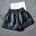 Quần short da nữ mùa thu đông 2017 mới thon eo cao PU size lớn thun co giãn Một từ quần ống rộng phiên bản Hàn Quốc của quần ống thủy triều Quần short