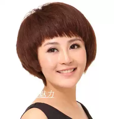 True hair set wig female hair shackles BOBO head fluffy short hair full wig headgear