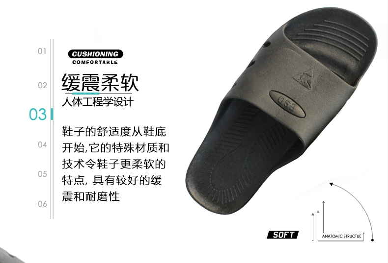 Dép chống tĩnh điện mùa hè dành cho nam và nữ PVC xanh đen ESD đáy mềm PU khử mùi nhà xưởng điện tử giày dép bảo hộ