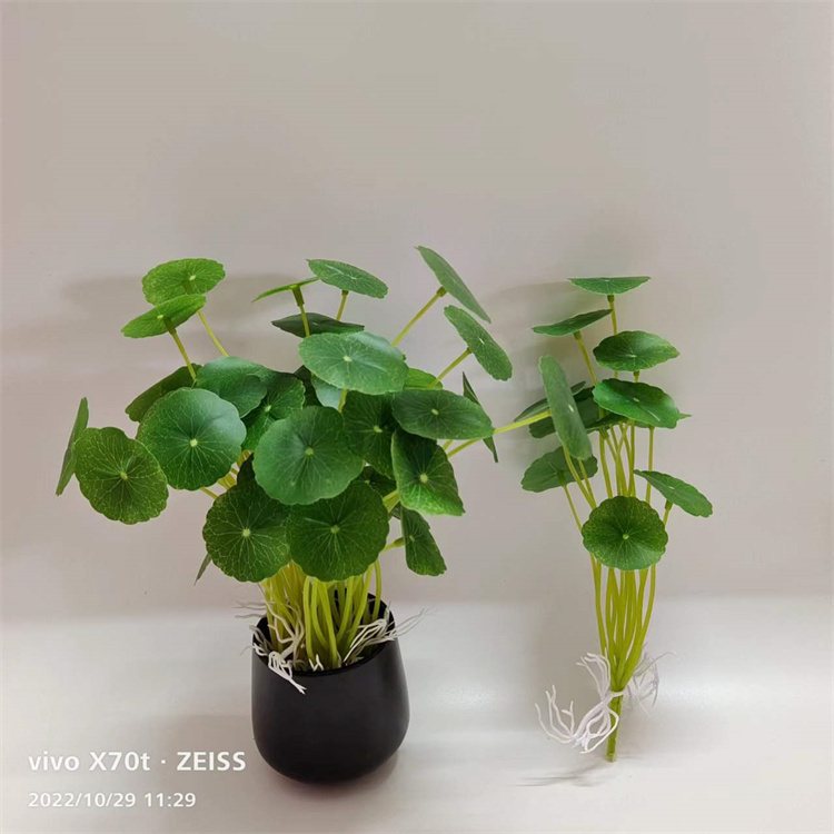 12-Leaf Artificial Pennywort Green Plant Ornament Bonsai Plant Decoration Desktop Indoor Home Restaurant Decoration Nordic Style