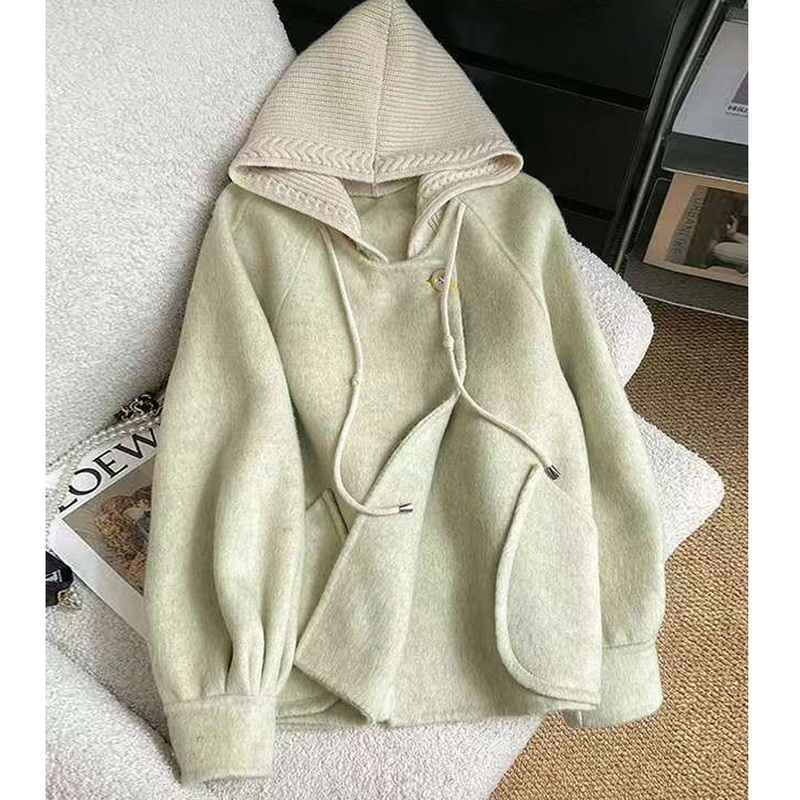 Double-Sided Wool Coat for Petite Women, Short Style, 2026 Spring and Autumn New Model, High-End Detachable Hooded Woolen Jacket