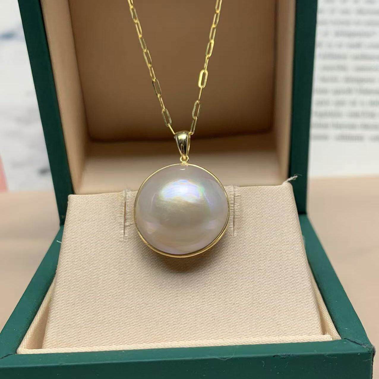 18K金海水珍珠马贝吊坠:💎海洋之吻,奢华优雅的时尚配饰! -颈饰-淘宝好物网