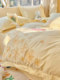 French-Style Pure Cotton Four-Piece Bedding Set, 100% Cotton Embroidered Duvet Cover, High-End Bedding, Light Luxury Bed Sheet and Fitted Sheet for Girls