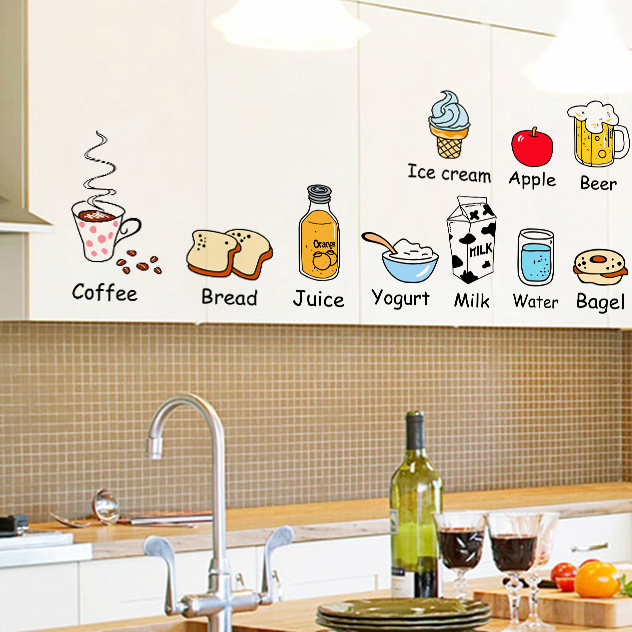 Kitchen Cabinet Door Ins Creative Stereo Refrigerator Stickers