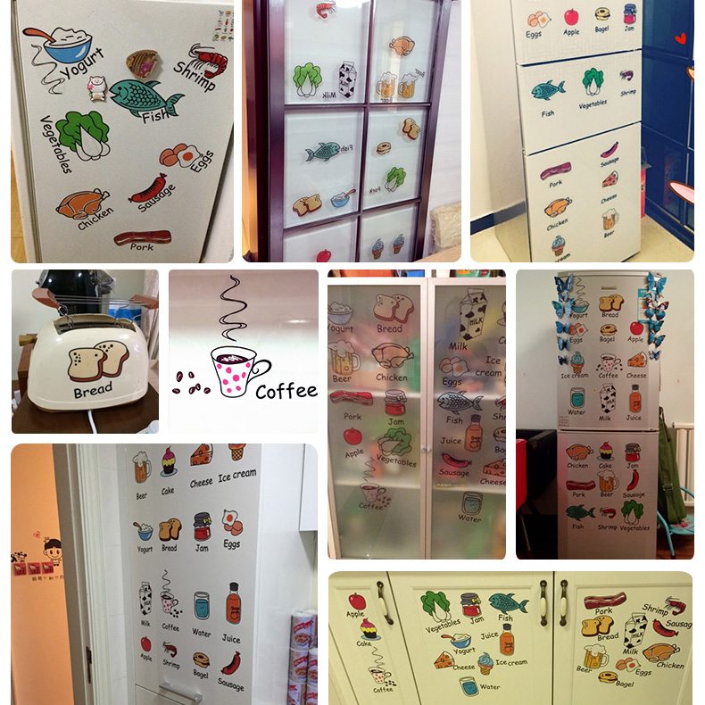 Kitchen Cabinet Door Ins Creative Stereo Refrigerator Stickers
