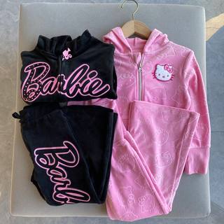 外贸出口单女童长袖带帽外套拉链衫超柔绒高腰长裤子休闲运动套装