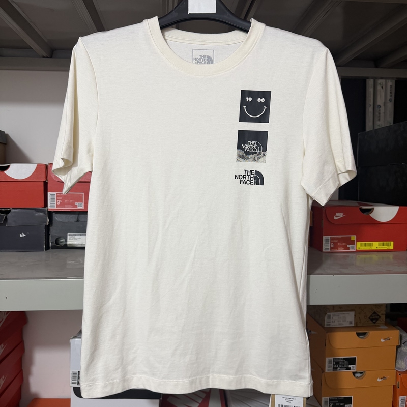 The North Face Unisex Smiley Face Print Cotton Short Sleeve Round Neck T-Shirt Summer 8Auy