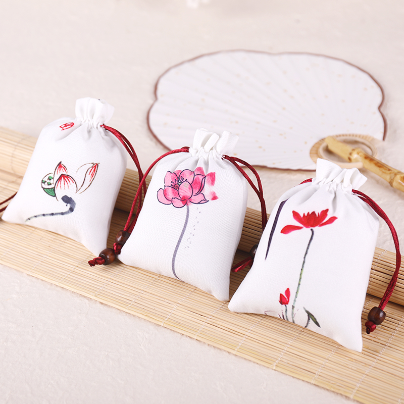 New Dragon Boat Festival sachet sachet bag Chinese style hand-painted ink sachet empty bag Jewelry Buddha beads storage bag