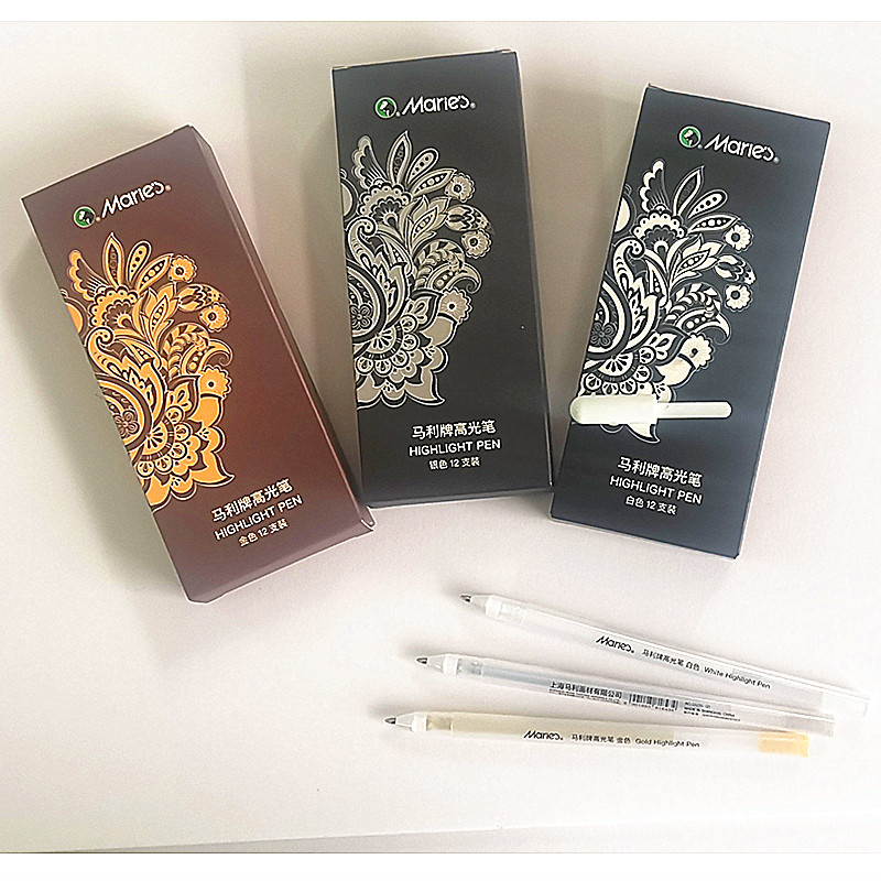 High-light pen gold silver white fine artwork pen depiction pen brush pen fine tick handbook water pen