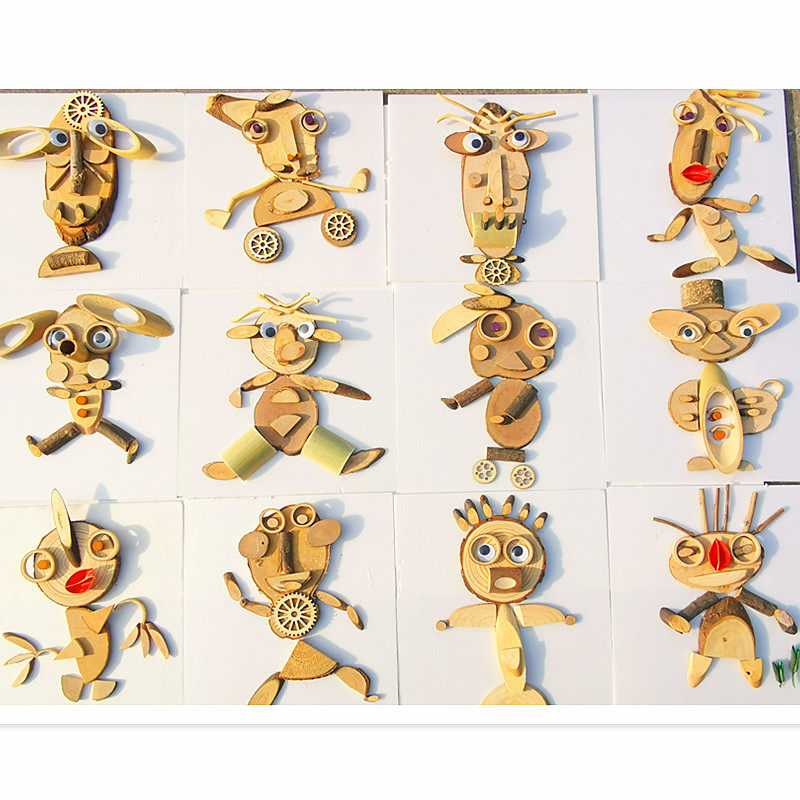 Log branches collage diy materials package package kit Kindergarten woodwork workshop hand-made movement frame painting