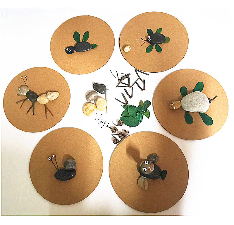 Stone pebble creative DIY material packaging animal insects paste kindergarten beauty workshop parent-child handmade suit
