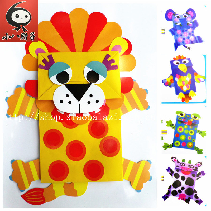 Little eight rags DIY creative paste hand - made spelling paper lion elephant frog bird dairy cow