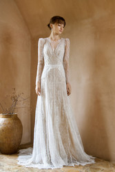 Gullosa's original long -sleeved lace retro fishtail is thin, elegant, bride, a lawn wedding tour, light yarn