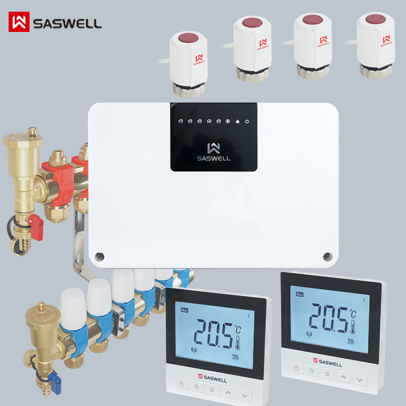 SASWELL water heating sub-room temperature control cable wireless set control box and wireless wired thermostat matching