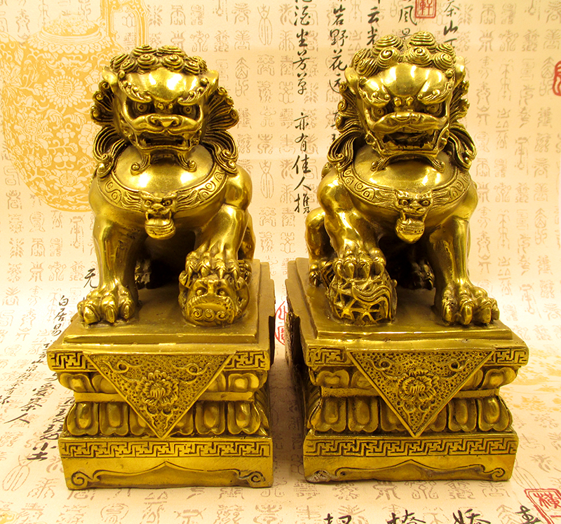 Pure Bronze Lions Swing a pair of big numbers Town residence Merchants rich and expensive For the Lion Beijing Lions Home Feng Shui Decorations