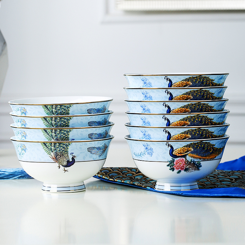 Red peony high - grade ipads China tableware suit ceramic dishes to eat bowl bowls home dishes suit surface of eating soup