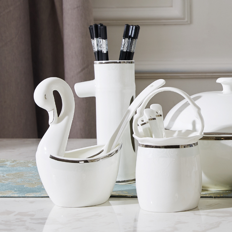 Red peony ipads porcelain tableware POTS ears thickening home soup pot Fang Guo pot rice cooker big spoon, spoon, run out