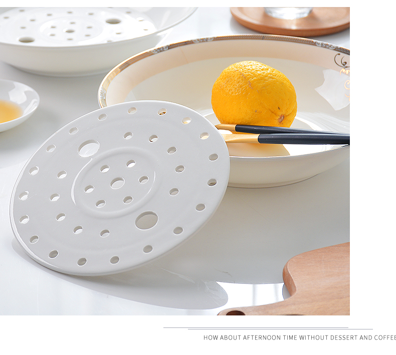 Ceramic double plate of dumplings dumplings plate ipads porcelain tableware circular creative drop up phnom penh household European - style soup plate plate