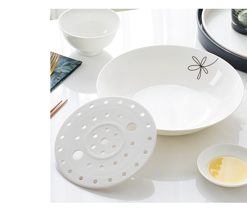 Ceramic double plate of dumplings dumplings plate ipads porcelain tableware circular creative drop up phnom penh household European - style soup plate plate