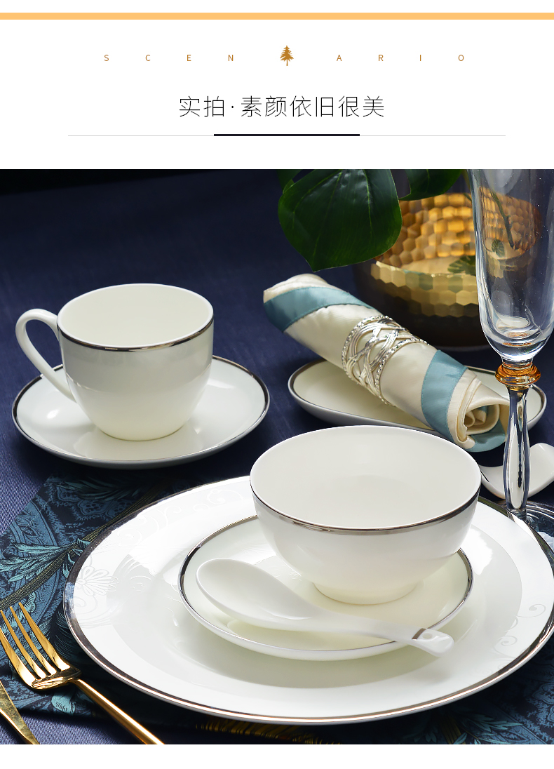 Tangshan red peony ipads porcelain tableware suit dishes home European dishes ceramic bowl chopsticks eating steak western tableware