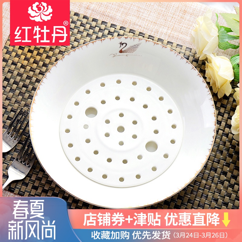 Ceramic double plate of dumplings dumplings plate ipads porcelain tableware circular creative drop up phnom penh household European - style soup plate plate
