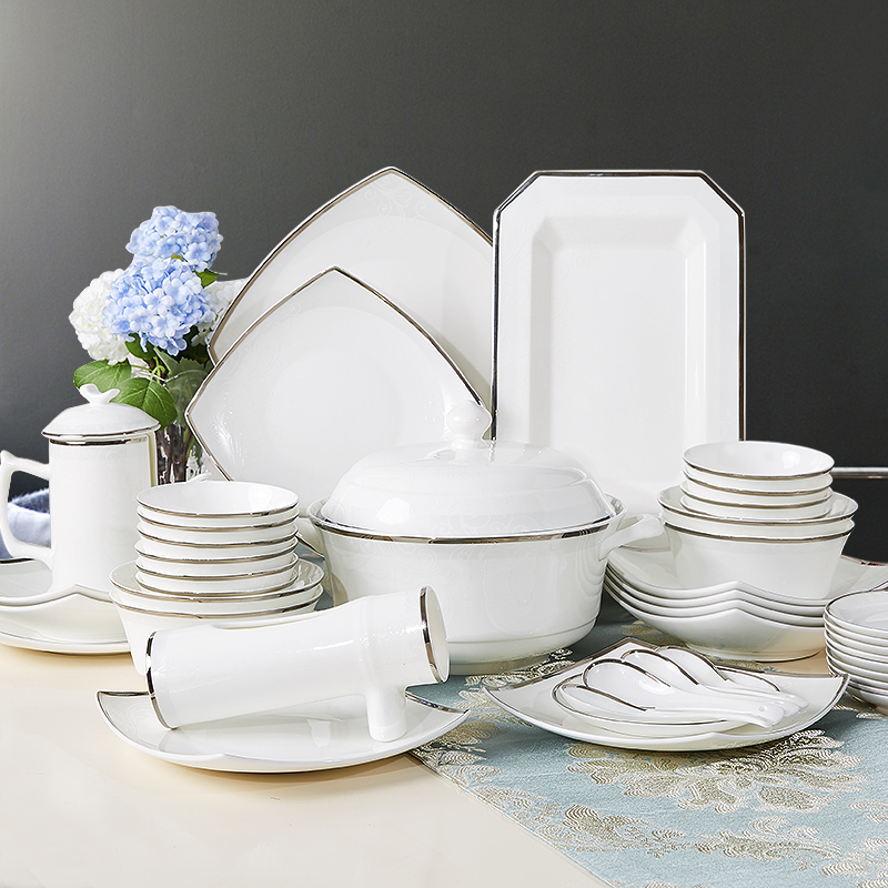 Tangshan high - grade ipads China tableware dishes suit household ceramic bowl dish of rice bowl chopsticks plate spring Nordic light much wind