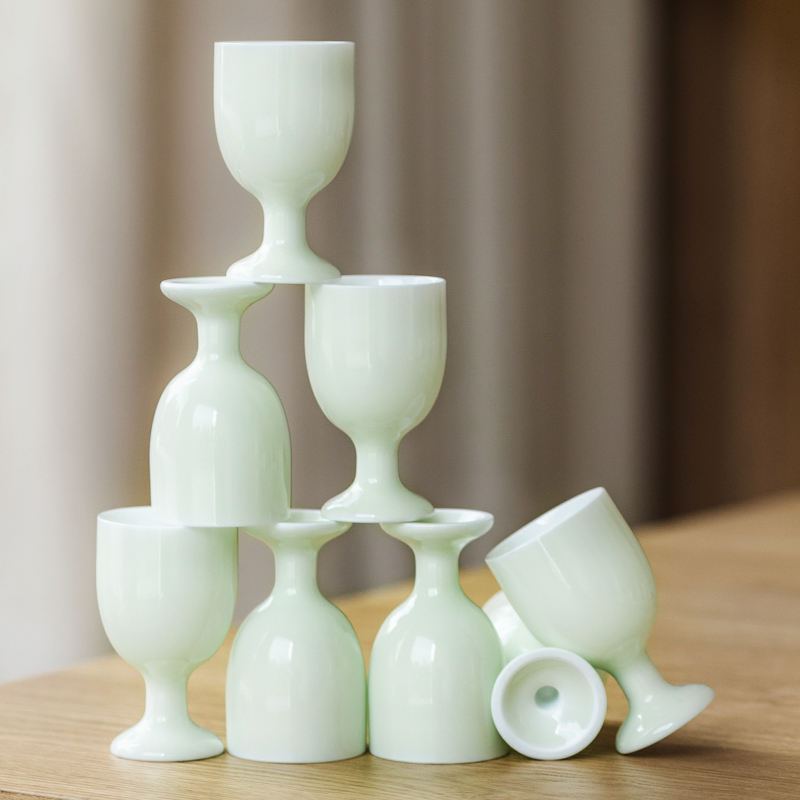 Ceramic creative household wine goblet suit small glass portion liquor cup wine ancient drinking cup. A small handleless wine cup