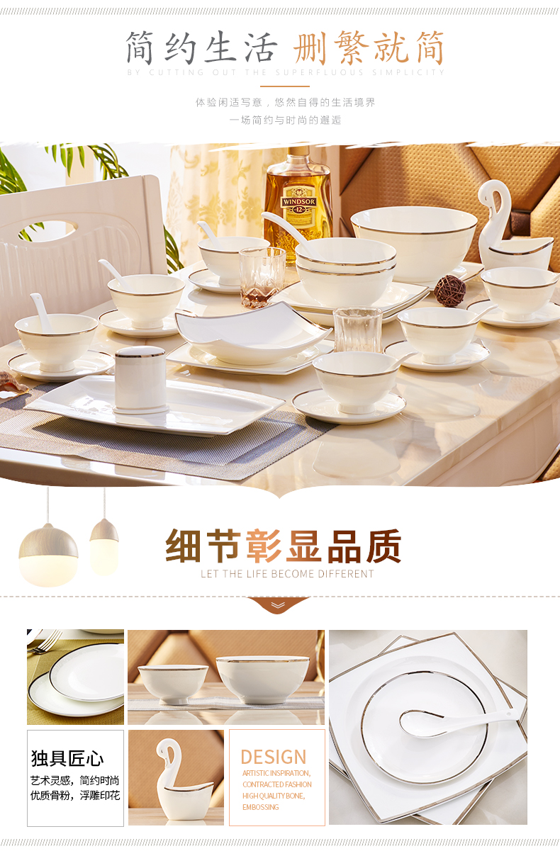 Tangshan red peony ipads porcelain tableware suit dishes household ceramics from Europe type rice bowls bowl plate combination of eating the food