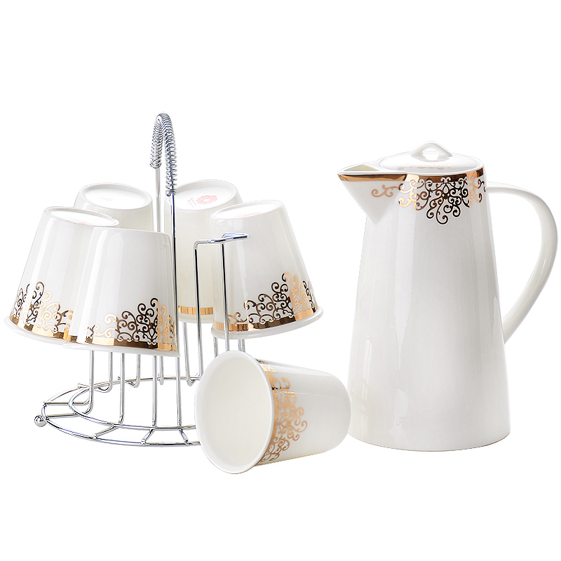 Red peony high - temperature water kettle cup suit coffee cup with a ceramic heat cold water kettle has the suit