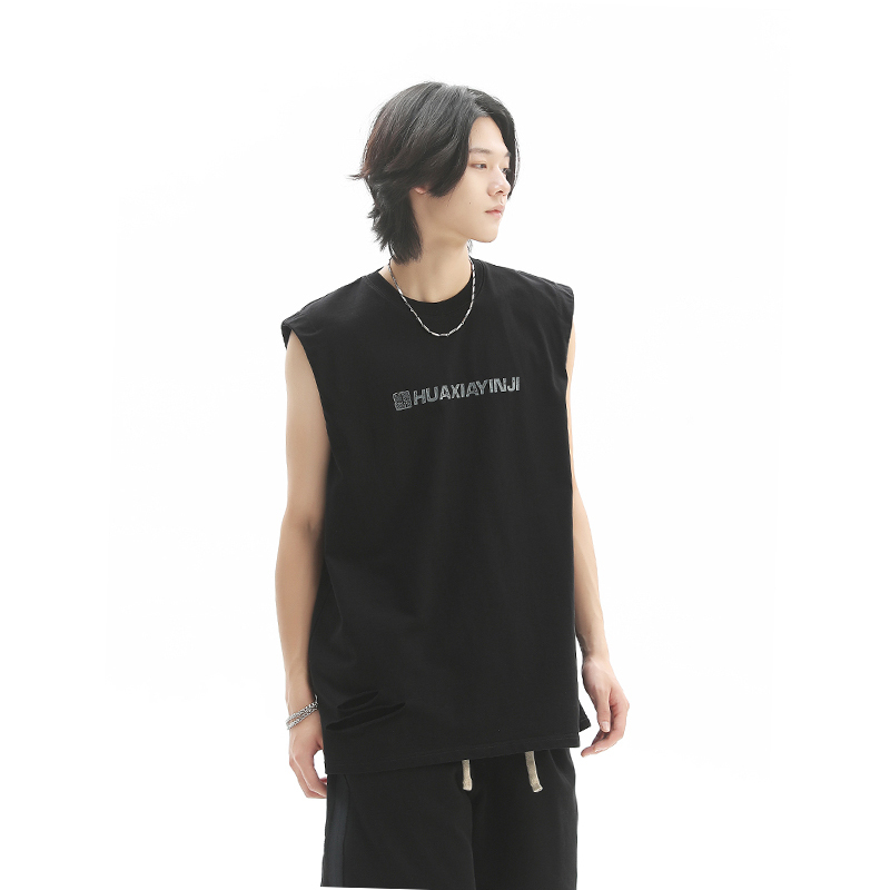 Traces of China Summer New Trendy Brand T-Shirt Logo Retro Unisex Multi-Color Sleeveless Vest Distressed Pure Cotton Tank Top Traces of China Summer New Trendy Brand T-Shirt Logo Retro Unisex Multi-Color Sleeveless Vest Distressed Pure Cotton Tank Top