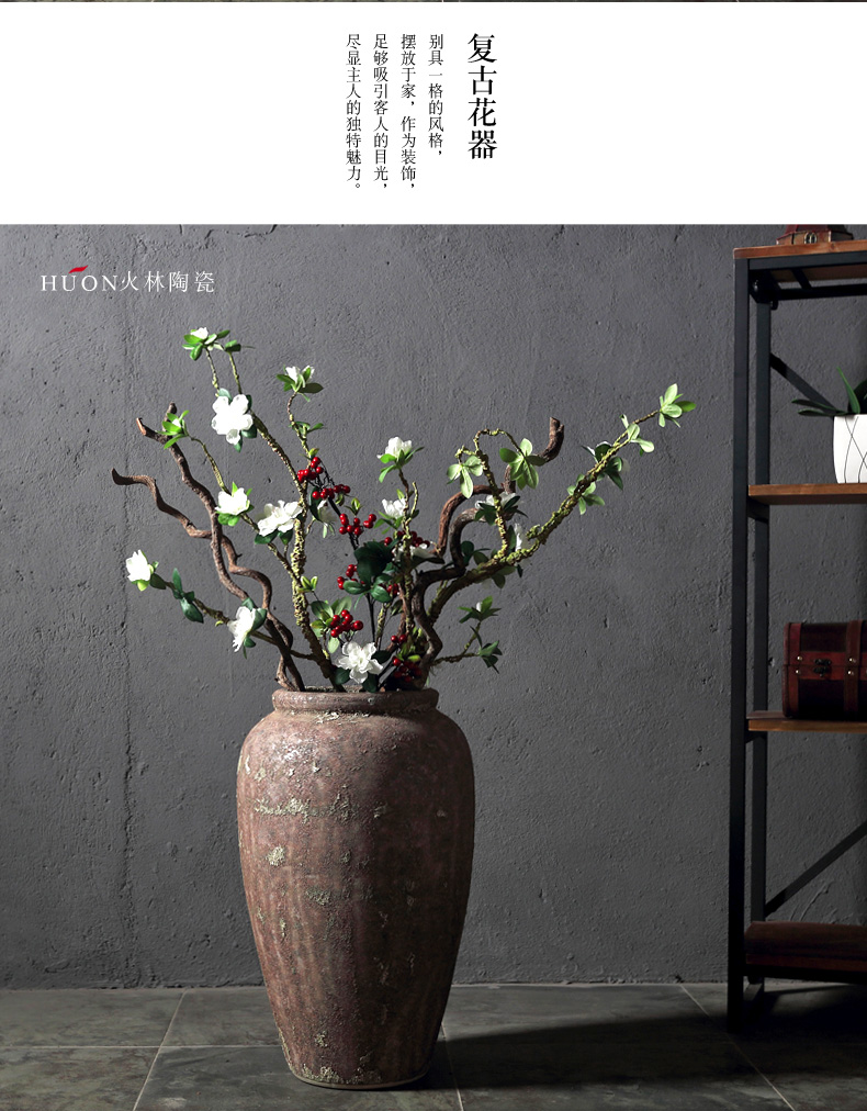 New Chinese style restoring ancient ways of jingdezhen ceramic POTS do old ceramic flower implement sitting room put dried flowers of large vases, coarse pottery furnishing articles