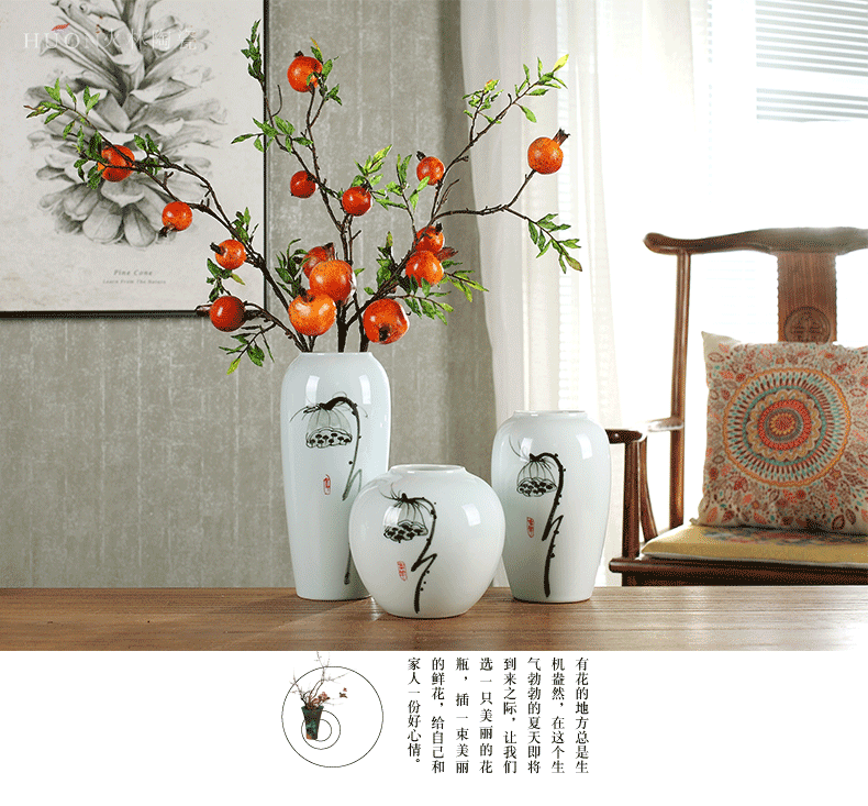 Contracted and I ceramic creative Chinese lotus dried flowers large vase zen living room home decoration flower arranging furnishing articles