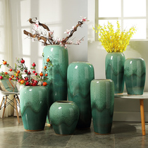 Ceramic floor vase European style simple living room entrance hotel large dried flower arrangement creative soft decoration ornaments