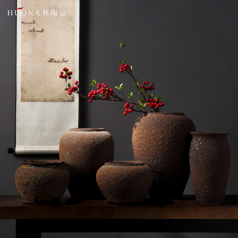 Chinese zen restoring ancient ways do old ceramic vases, creative home sitting room wine porch dried flowers floral furnishing articles