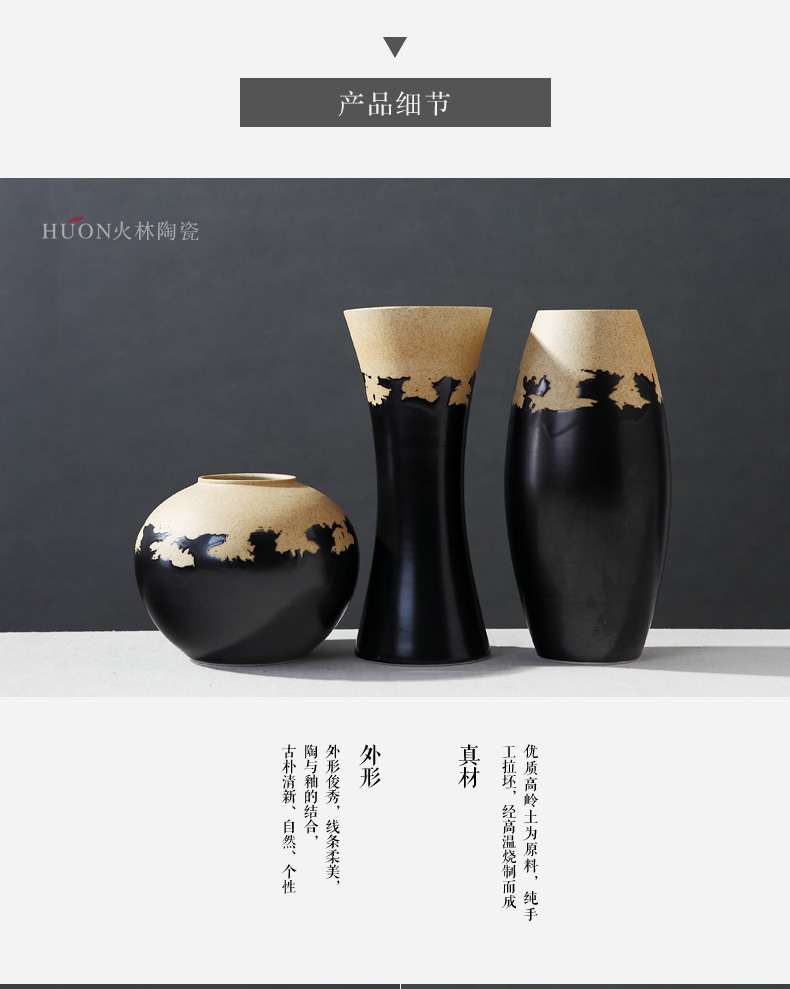 Jingdezhen ceramic POTS coarse pottery retro new classic dry flower vases, furnishing articles sitting room flower arranging creative household act the role ofing is tasted