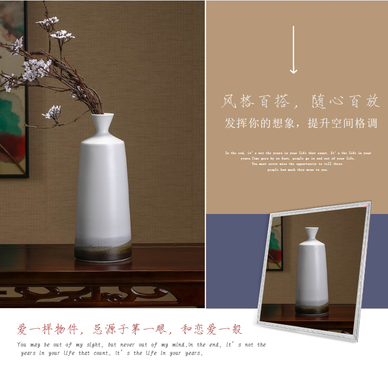 Zen ceramic vase furnishing articles dried flowers flower arrangement of new Chinese style ink porch home sitting room TV ark, adornment