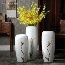 Jingdezhen ceramic floor vase living room TV cabinet modern simple new Chinese hand-painted dried flower arrangement