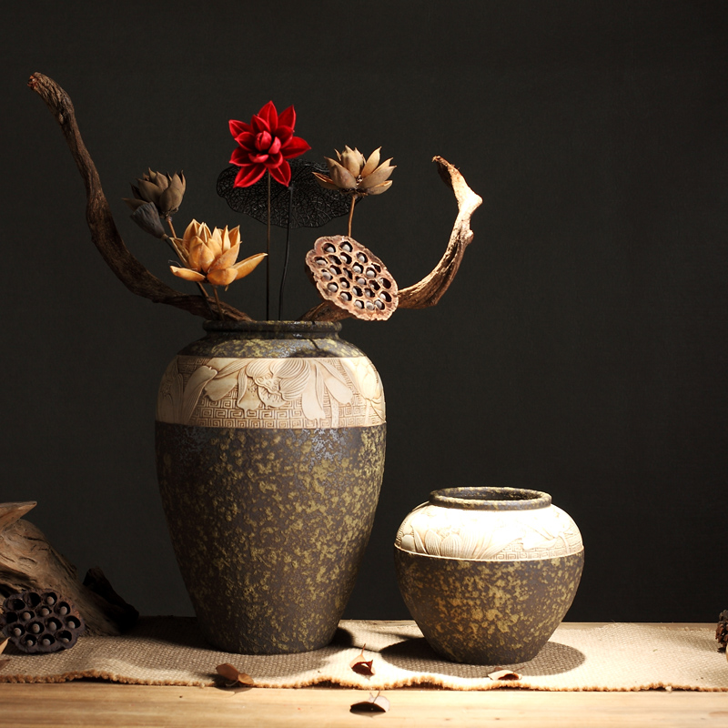 Zen POTS of new Chinese style restoring ancient ways of coarse some ceramic porcelain vase dry flower pot of primitive simplicity manual its decorative furnishing articles