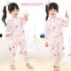 Bộ phim hoạt hình dài tay cho bé trai và bé gái jumpsuit dài tay cotton kích thước lớn đồ ngủ mùa xuân và mùa thu 2-5-7 tuổi đồ ngủ trẻ em