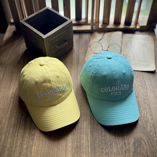Distressed Sand-Washed Korean Style Trendy Brand Washed Baseball Cap Soft Top Small Letter Embroidery Yellow Duckbill Cap Simple Green