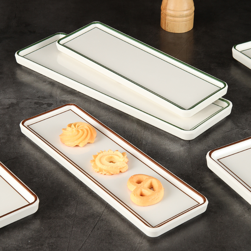 Melamine Sushi Plate, Long Plate, Flat Plate, Pastry Dessert Plate, Restaurant Hot Pot Beef Ball Presentation Plate, High-End Plate