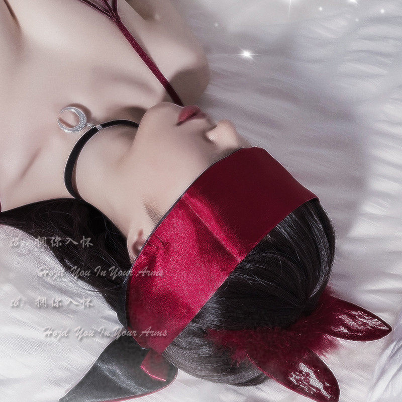 With you in the sink QingQU eye mask imitation silk red bifacial available sexy and sexy tie hands with temptation