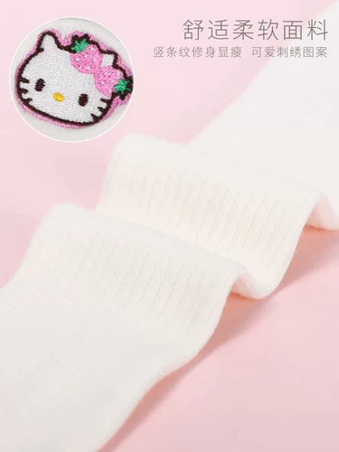 Hello kitty, осенние колготки, детские носки, белые базовые леггинсы