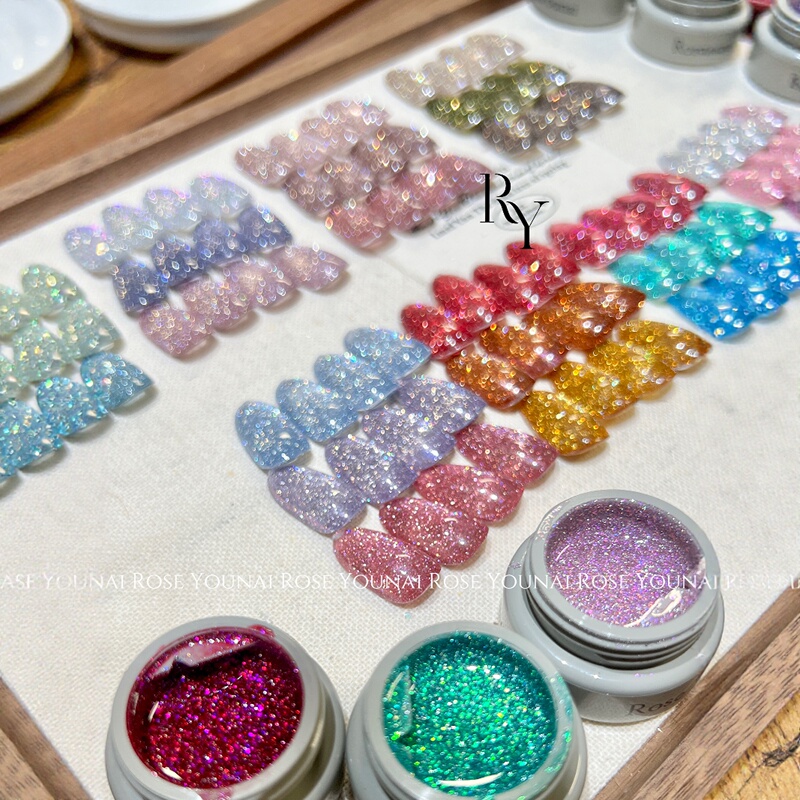 Rose Younai 18 Colors Diamond Glitter Nail Art Glitter Japanese Style Jar 5g