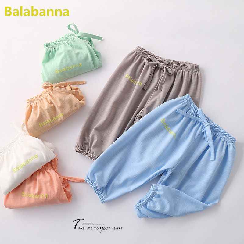 Balabanna children's clothing children Summer men and women baby pants baby thin and anti-mosquito pants loose light cage pants
