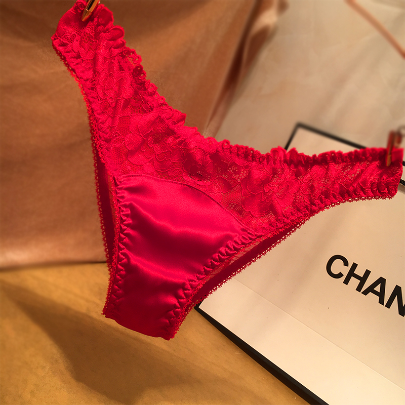 Châu âu và Hoa Kỳ mờ cám dỗ sexy thong T quần sexy ren ladies đồ lót thoải mái lụa mượt satin đồ lót phụ nữ